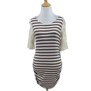 Jessica Simpson Shirt Womens S Small Ivory Otter Lace Sleeves Ruched Maternity